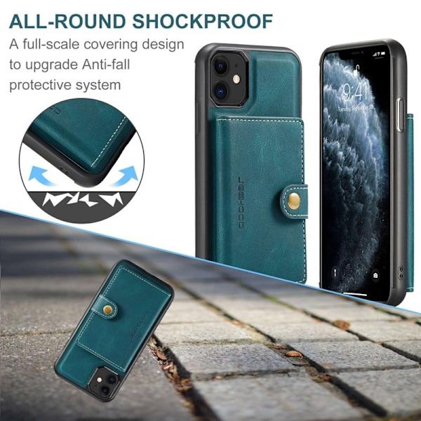JEEHOOD Detachable Wallet Mobilskal för iPhone 11 Grön