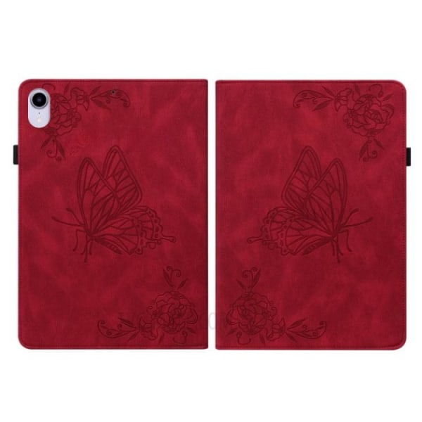 iPad mini 6 (2021) etui præget sommerfugleblomst - rød