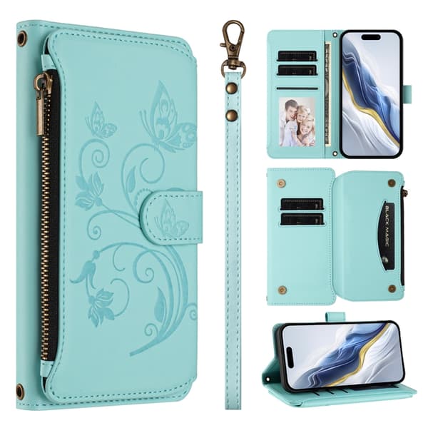 iPhone Air Plånboksfodral Butterfly Floral Imprint - Mintgrön Grön