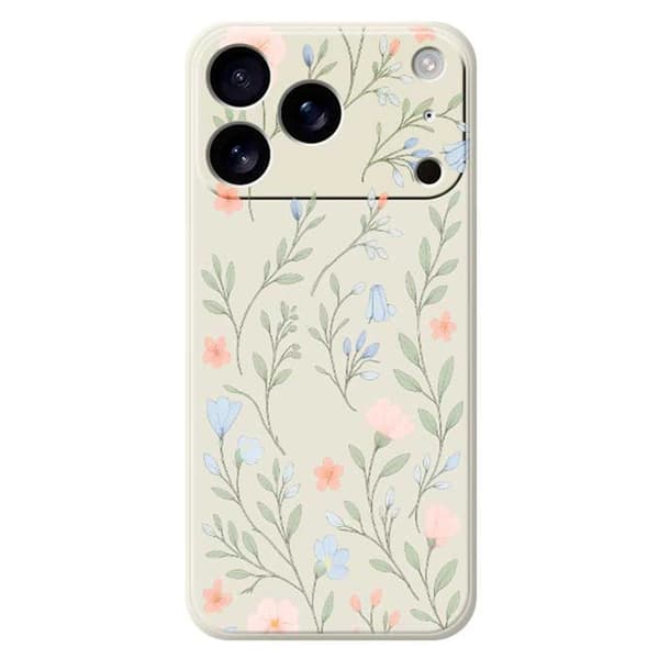 Mobilskal till iPhone 17 Pro Max Rosa Blue Flowers Pattern TPU - Beige Beige