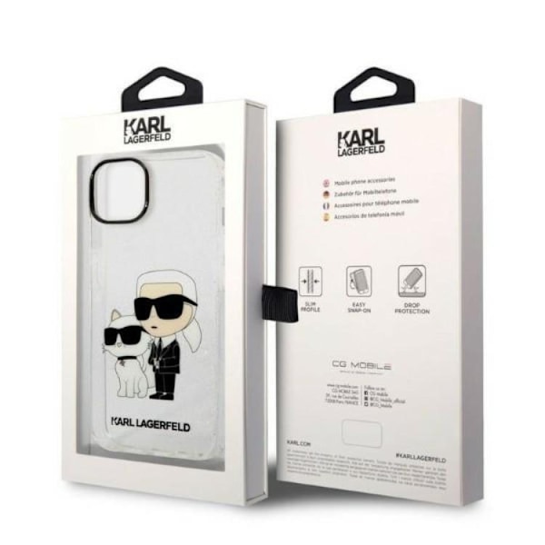Karl Lagerfeld iPhone 14 Plus Skal IML GLIT NFT Karl & Choupette - Clear