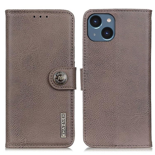 KHAZNEH iPhone 14 Plånboksfodral Retro - Grå