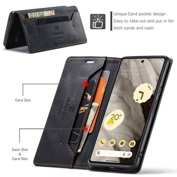 AUTSPACE A01 Fodral för Google Pixel 7 5G - KonstLäder - Svart