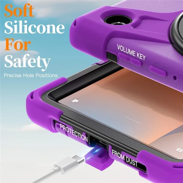 Mobilskal till Galaxy Tab A11 Kickstand Silikon Axelrem Lila