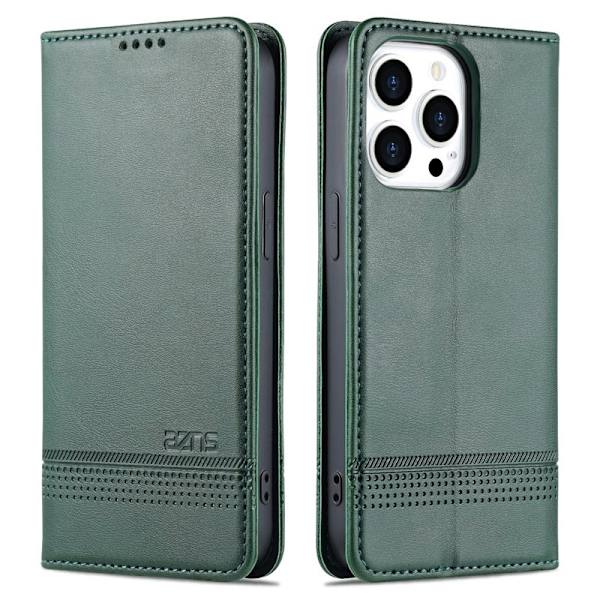 AZNS iPhone 16 Pro Max Plånboksfodral Folio Konstläder - Grön