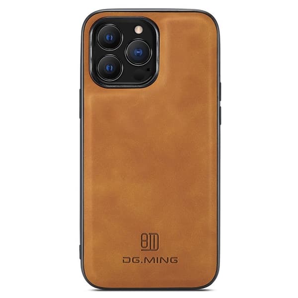 DG.MING Mobilskal till iPhone 14 Pro Bakskydd PC+TPU Läder - Brun