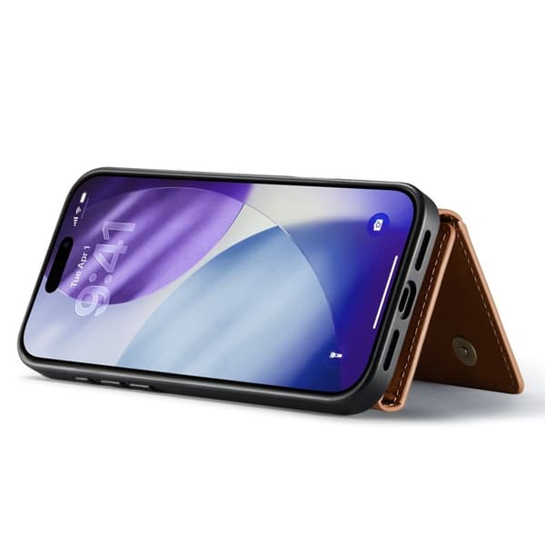 DG.MING Serie Mobilskal till iPhone 17 Pro med Ställ och Plånboksfodral Brun