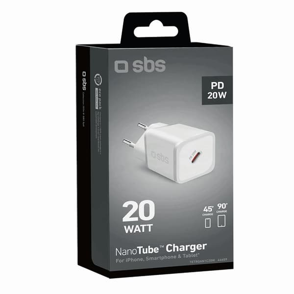 SBS Snabbladdare 20W GaN Power Delivery - Vit Vit
