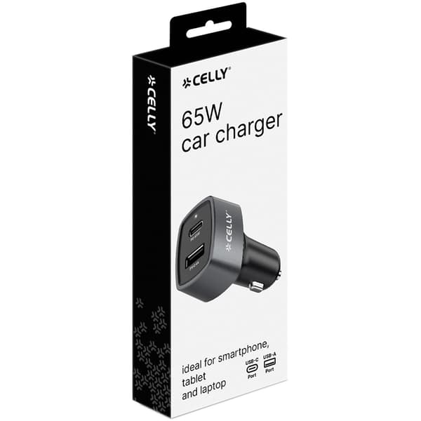 Celly Billaddare 1xUSB-C PD 1xUSB-A 65W Svart
