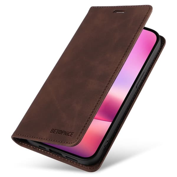 BETOPNICE 003 iPhone 16 Plånboksfodral i Konstläder - Brun