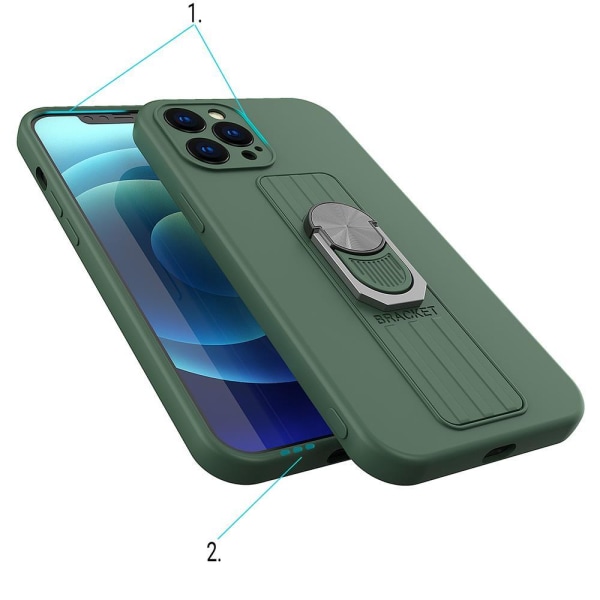 iPhone 12 mini Cover med Ringholder - Mørkegrøn