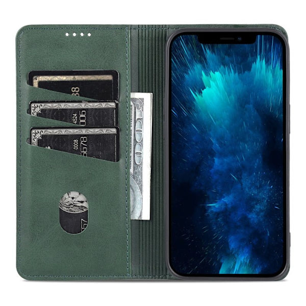 AZNS iPhone 16 Pro Max Plånboksfodral Folio Konstläder - Grön