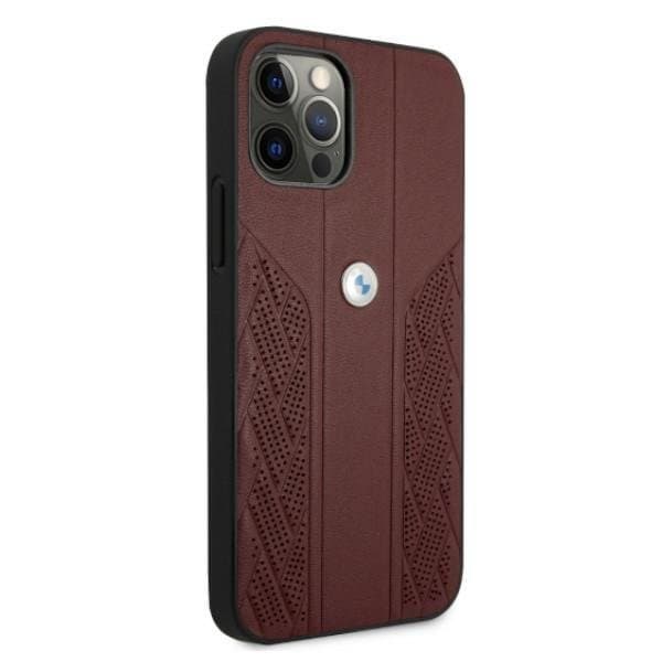 BMW Nahkainen Curve Perforate -kuori iPhone 12 / 12 Pro - Punainen Red