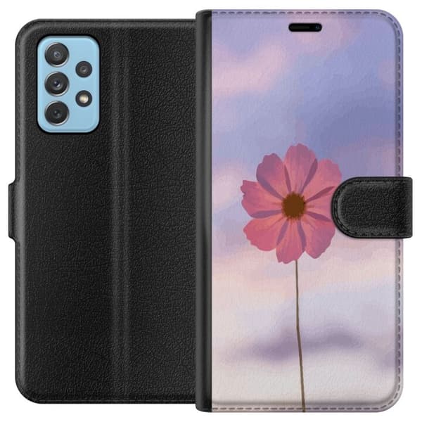Pung Taske til Samsung Galaxy A72 5G med Lyserød Blomst