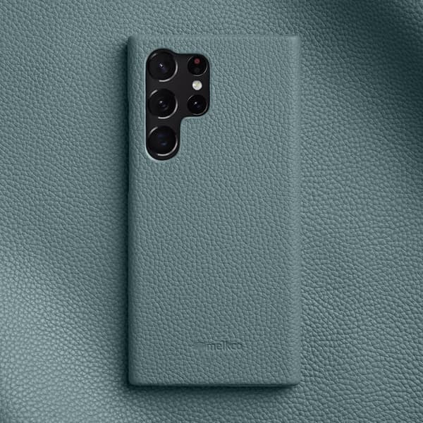 MELKCO Mobilskal för Samsung Galaxy S23 Ultra, Äkta läder, Blå