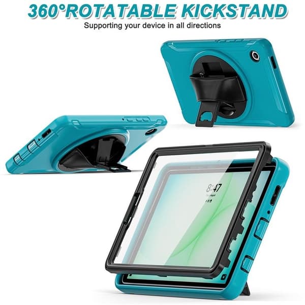 Mobilskal till Galaxy Tab A11 Rotary Kickstand med Handrem Blå
