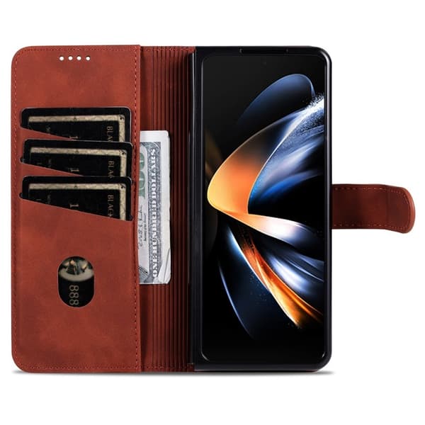 AZNS Samsung Galaxy Z Fold6 Plånboksfodral Konstläder - Brun