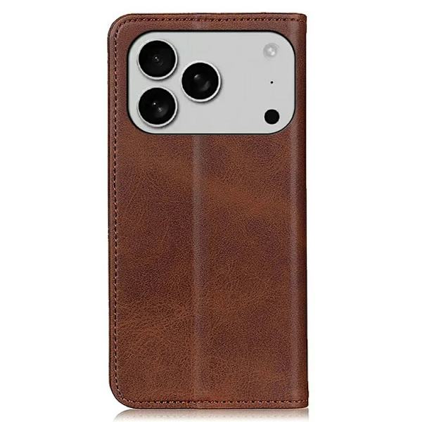 iPhone 17 Pro Plånboksfodral Äkta läder - Coffee Brun