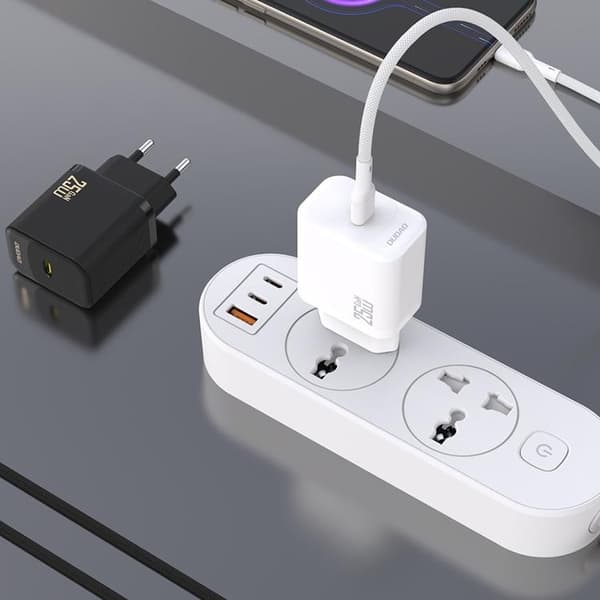Dudao hurtigoplader USB-C PD 25W GaN med USB-C kabel A27CEU - sort Svart