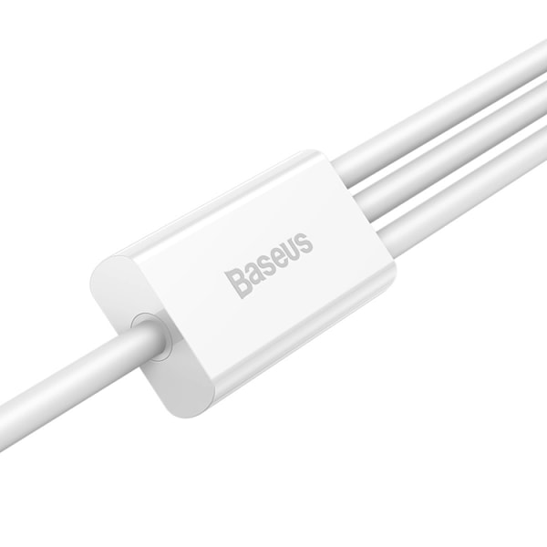 Baseus 3in1 USB-A till USB-C Lightning microUSB kabel 1m 3.5A Vit