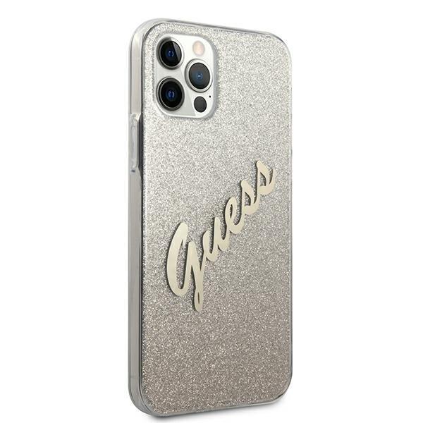 Guess Must Have iPhone 12 & 12 Pro Glitter Gradient Script - Guld Yellow
