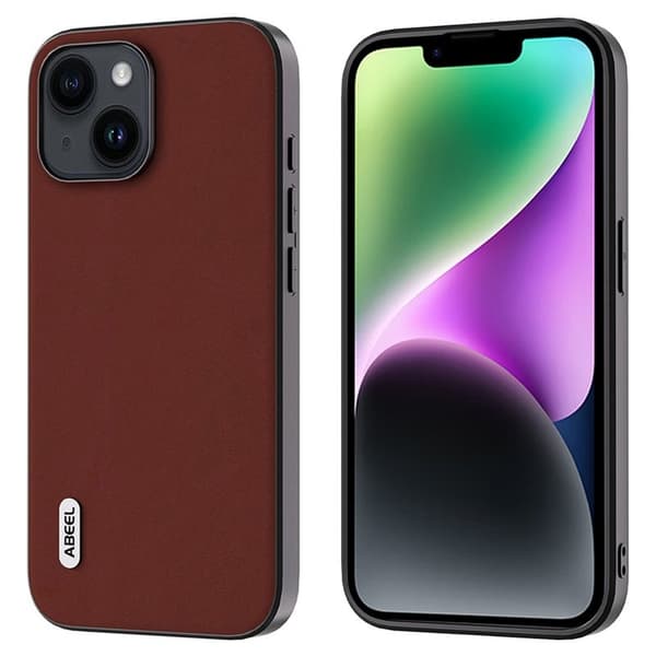 ABEEL Mobilskal till iPhone 14 Plus Äkta Läder Coated Brun