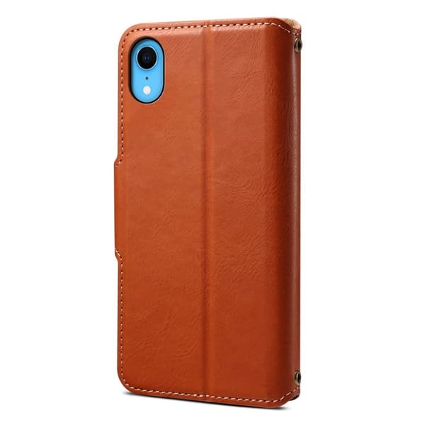 DENIOR iPhone XR Plånboksfodral Konstläder med Konstlädertextur - Brun