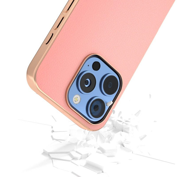 ABEEL iPhone 16 Pro Plånboksfodral Electroplating KantÄkta Läder Rosa