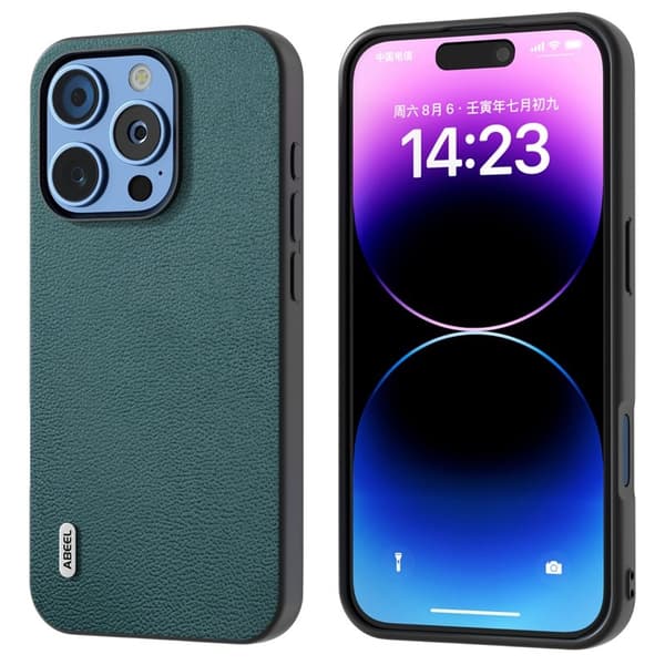 ABEEL Mobilskal till iPhone 16 Pro Äkta Läder PC+TPU - Grön