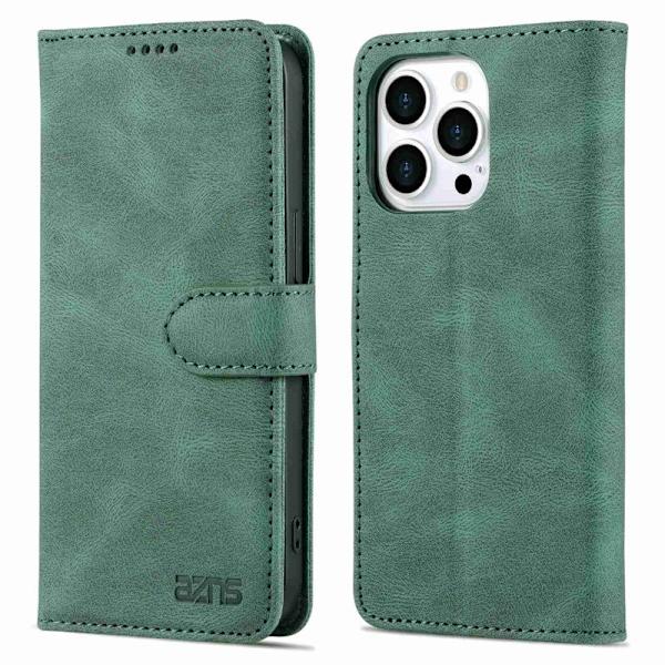 AZNS iPhone 14 Pro Plånboksfodral i Konstläder - Grön