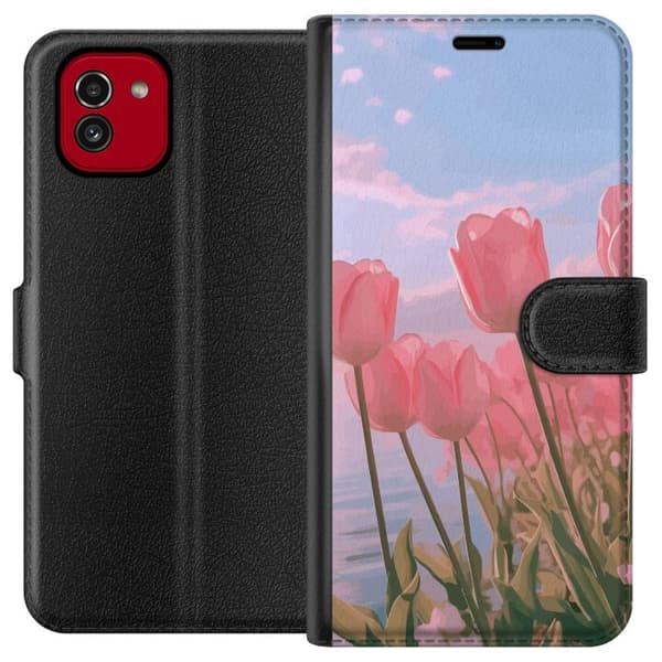 Plånboksfodral till Samsung Galaxy A03 med Rosa Tulpaner