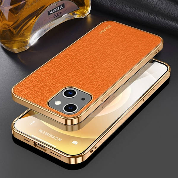 SULADA Mobilskal till iPhone 13 PU Läder Orange Scratch-Resistant