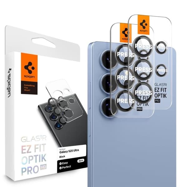 Spigen [2-Pack] Galaxy S25 Ultra Kameralinsskydd Härdat glas Transparent