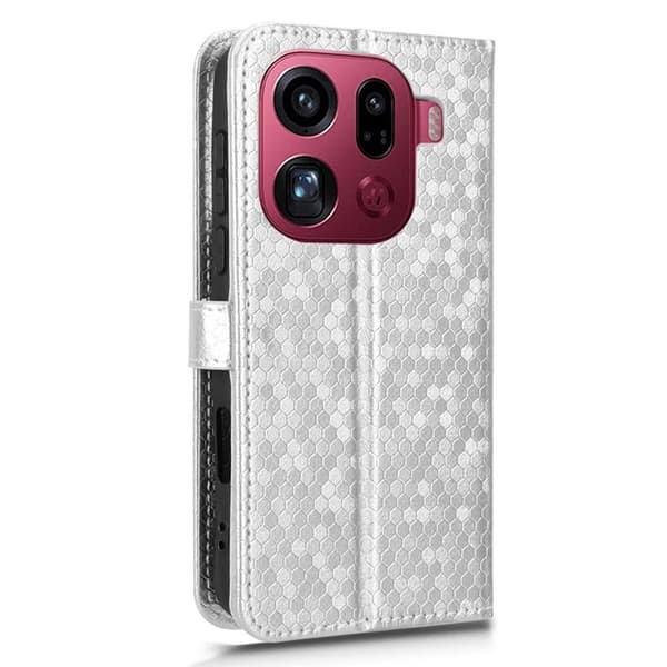 Oppo Find X9 Pro 5G Plånboksfodral Konstläder Med Handledsrem - Silver