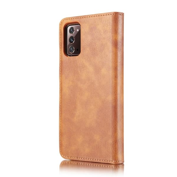 DG.MING 2-in-1 Äkta Läder Plånboksfodral för Samsung Galaxy Note20 - Brun