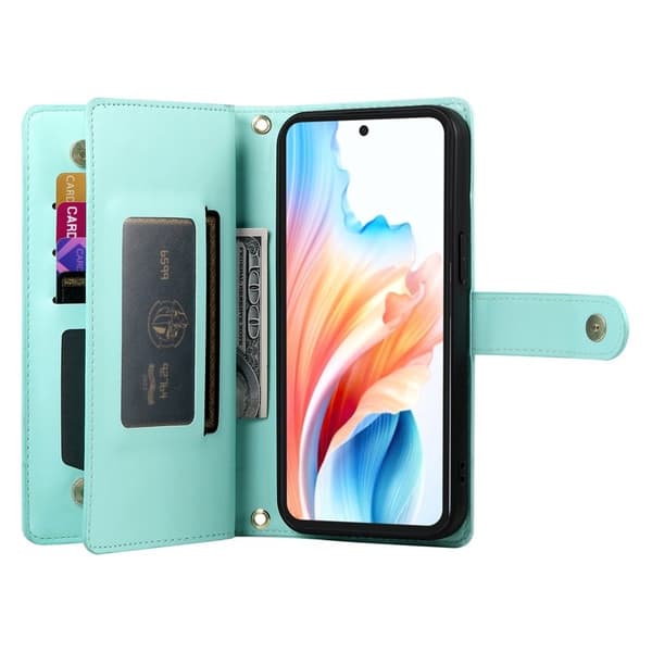 Samsung Galaxy S26 Ultra Plånboksfodral Med Dragkedja Konstläder - Mintgrön