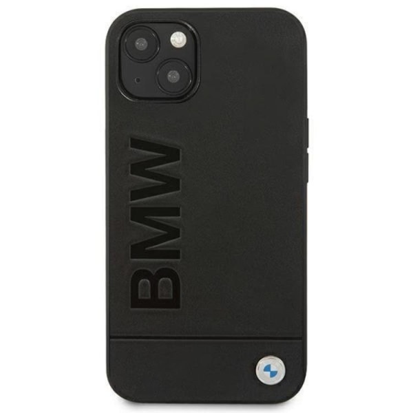 BMW iPhone 14 Cover Læder Stamp - Sort