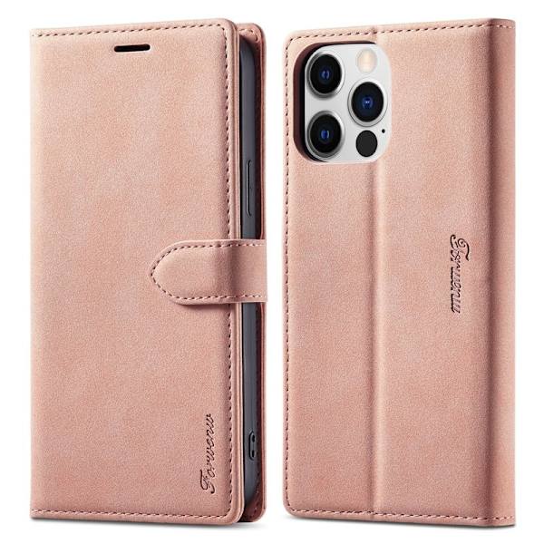 FORWENW iPhone 15 Pro Plånboksfodral Konstläder - Full Skydd - Roséguld