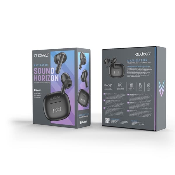 Audeeo Navigator True Wireless LED Earphones - Svart