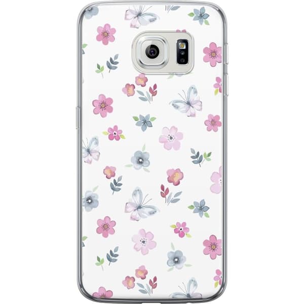 Mobilcover til Samsung Galaxy S6 edge med Blomster og sommerfugle