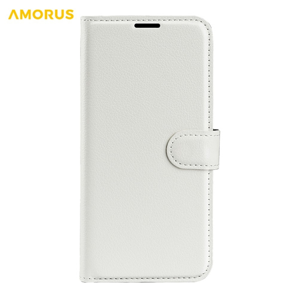 AMORUS iPhone 17 Konstläder Plånboksfodral Flipstativ Litchi - Vit Vit