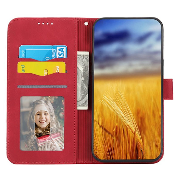 DIERFENG DF-03 Plånboksfodral för iPhone 14 i Imiterat Konstläder - Röd