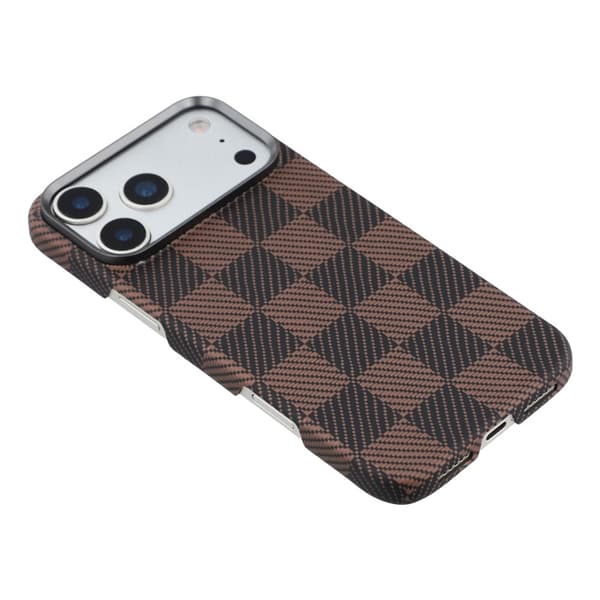 Mobilskal till iPhone 17 Pro Max MagSafe Aramid Fiber Square Grid Brun