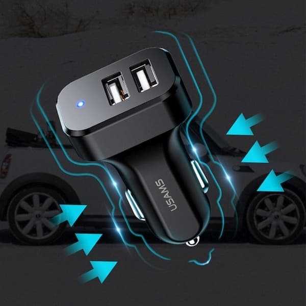 USAMS C41 Biloplader Udtrækkeligt Kabel 30W 1xUSB-C - Sort