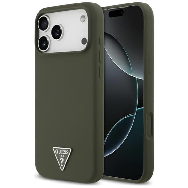 Guess Mobilskal till iPhone 17 Pro Max MagSafe Silikon Triangle Logo - Khaki Grön
