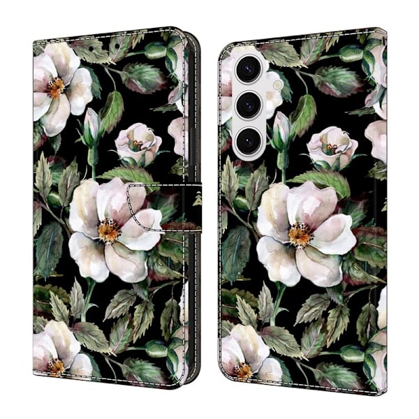 Samsung Galaxy S26 Plånboksfodral Fällbart Ställ Konstläder Mönster Stor Blomma
