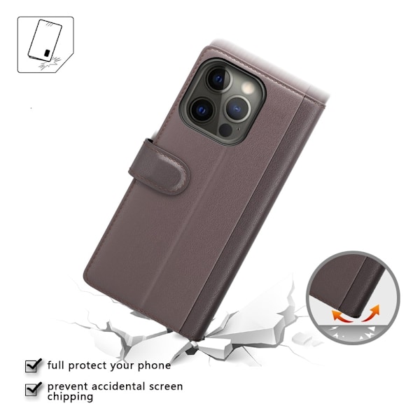 Äkta Läder Fodral till iPhone 13 Pro - Brun Brun