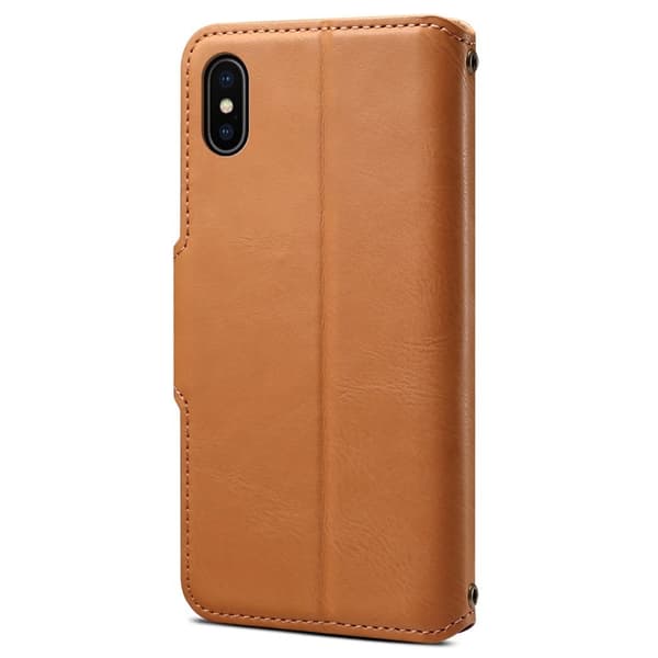 DENIOR iPhone X / XS Plånboksfodral Konstläder med kortfack - Khaki