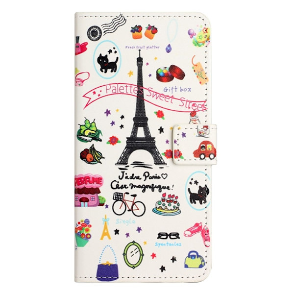 iPhone 17 Pro Max Konstläder Plånboksfodral Pattern Print - Eiffeltornet Vit