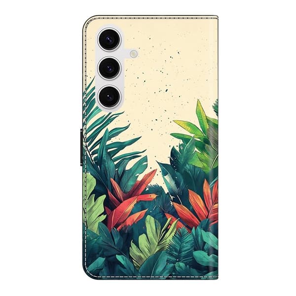 Samsung Galaxy S26 Plus Plånboksfodral Mönstertryck Konstläder Flip Ställ Leaves